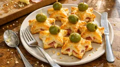 Stelle di Natale con prosciutto e provola: antipasto veloce di pasta sfoglia