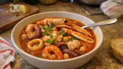 Zuppa di pesce con ceci e pomodoro: il procedimento ordinato per farla sempre equilibrata