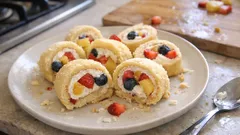 Rotolini dolci alla frutta con pasta biscotto: tre gusti in un unico vassoio