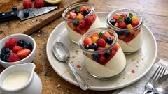 Panna cotta alla frutta in bicchiere: cremosa e scenografica con il trucco della diagonale