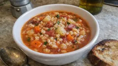 Zuppa d’orzo con guanciale e patate: cremosa e rustica, perfetta nelle sere fredde