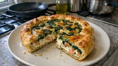 Torta salata spinaci e salmone: ripieno cremoso alla ricotta e sfoglia dorata