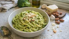 Pasta con crema di broccoli e mandorle: cremosa senza panna, pronta in poco tempo