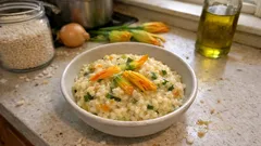 Risotto ai fiori di zucca: cremoso, leggero e profumato (con una mantecatura semplice)