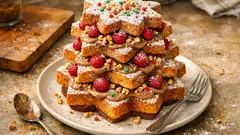 Pandoro farcito a torre con crema di nocciole e lamponi: effetto wow in 10 minuti