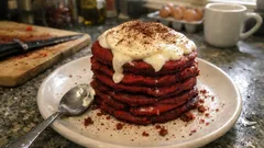 Pancake red velvet soffici con frosting al formaggio: idea perfetta per il brunch