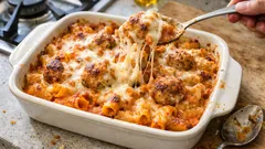 Pasta al forno con polpettine di ricotta: cremosa, gratinata e senza carne