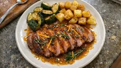 Anatra all’arancia in padella: salsa lucida e profumata con patate e zucchine