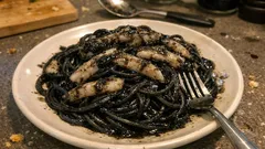 Spaghetti al nero di seppia cremosi: il trucco dell’acqua di cottura