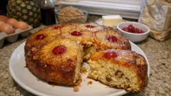 Torta rovesciata all’ananas e noci: morbida, caramellata e facile da sformare